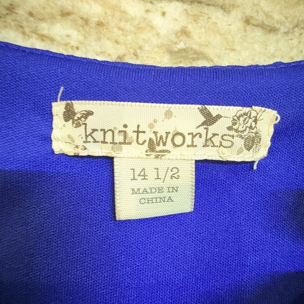 Knit Works Girls Dress Size 14.5 Royal Blue Textured Fit Flare Party Dress